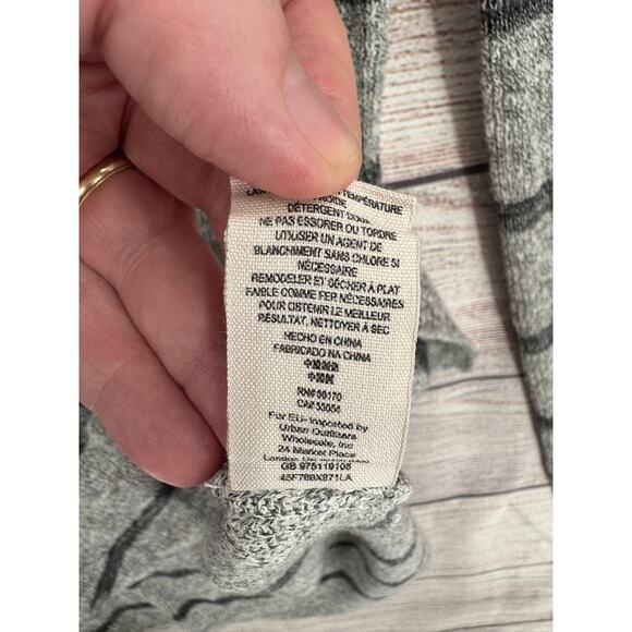 Free People Striped Split Hem Tunic Sweater Womens Large Gray Black Knit - Picture 10 of 12